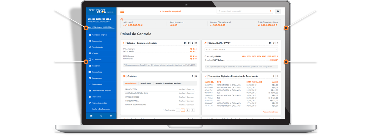 Gerenciador financeiro Caixa Empresa (CEF).